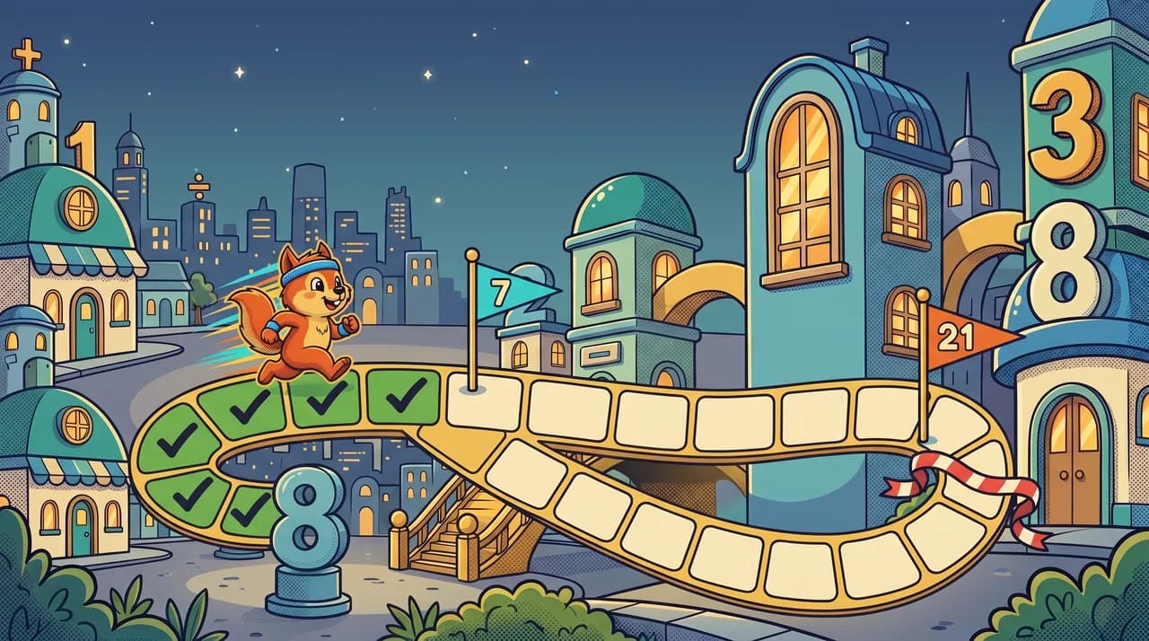 Ready Steady Math sprint track with Dashie and times-table practice moments